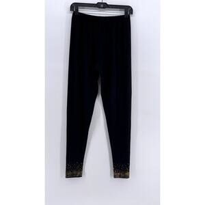 GARDY Women's Black-Gold Studded Hem Leggings SZ M